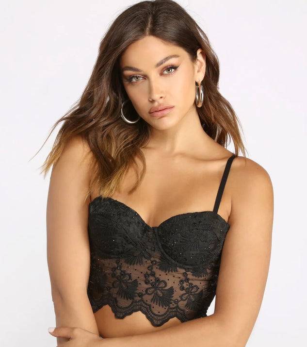 Scalloped Lace Rhinestone Bustier | Windsor