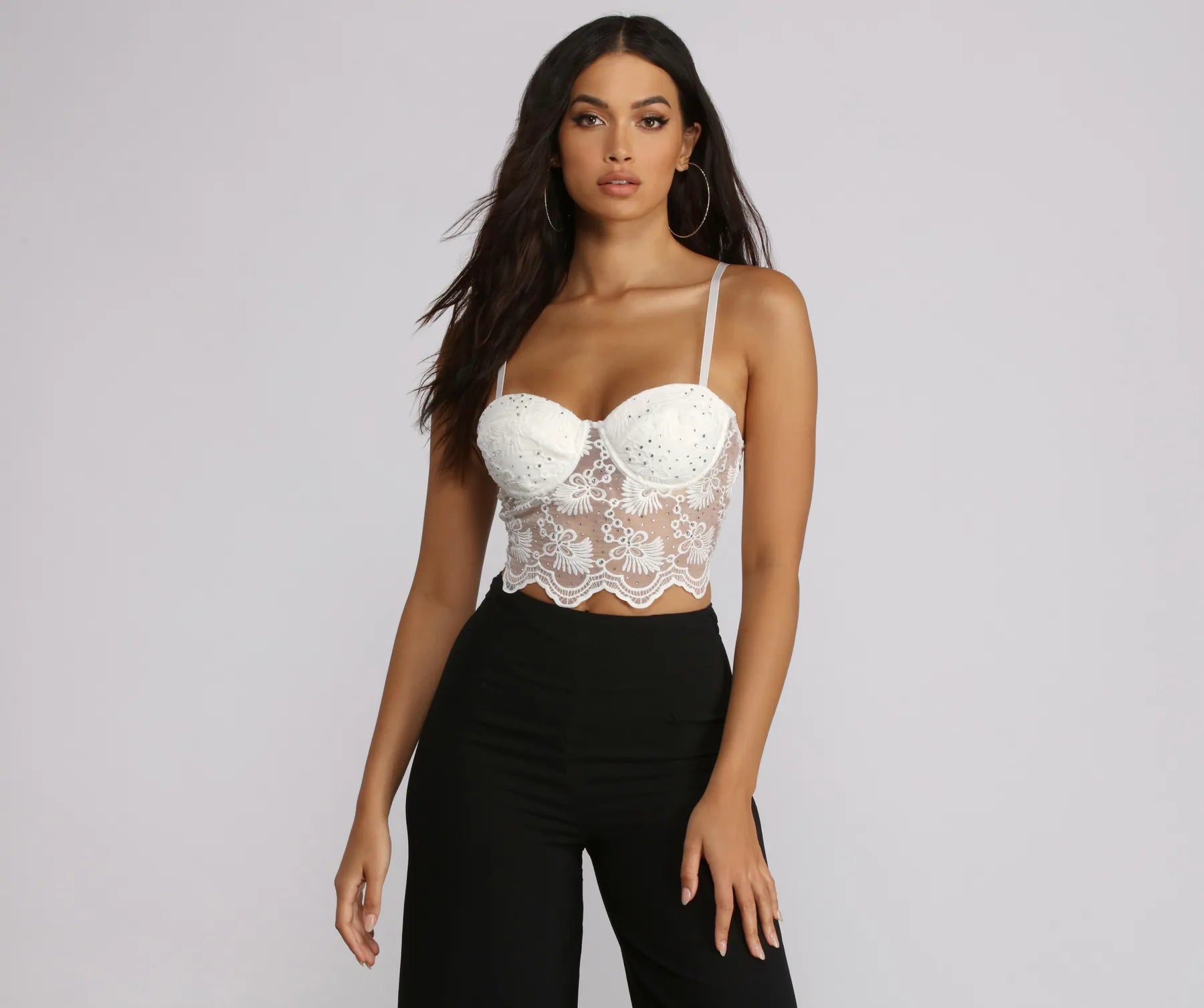 Scalloped Lace Rhinestone Bustier | Windsor