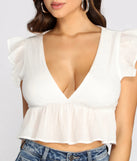 Effortlessly Chic Ruffle Hem Gauze Crop Top