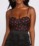Struck By Cupid Heart Print Bodysuit