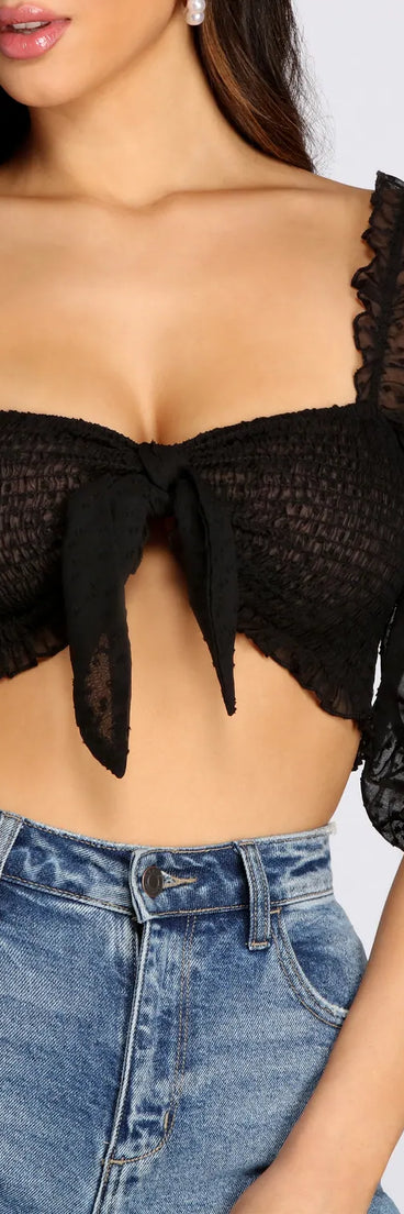 Sheer And Stylish Smocked Crop Top