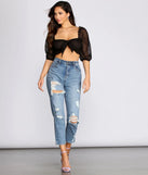 Sheer And Stylish Smocked Crop Top