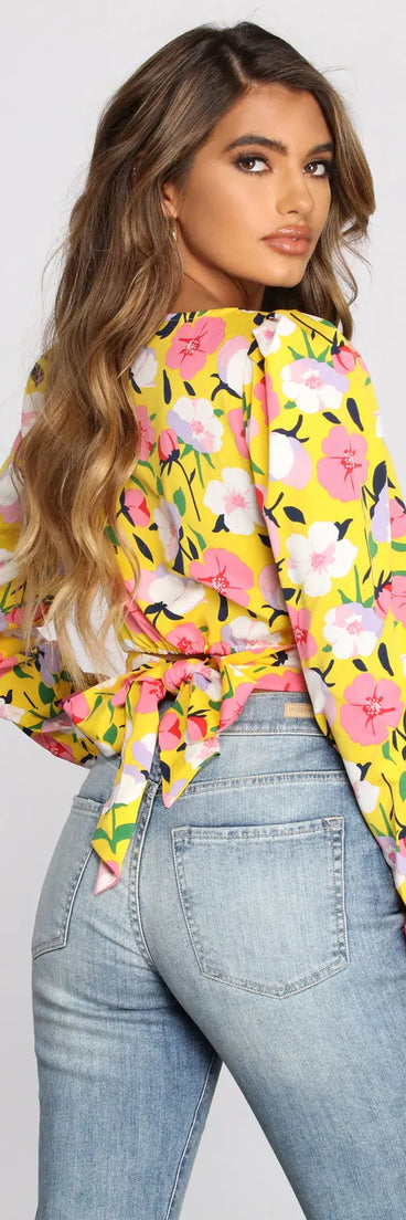 Flashy Florals Cut Out Crop Top