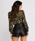 Time For Change Chain Print Wrap Bodysuit