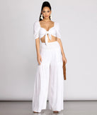 Time Off Puff Sleeve Linen Crop Top