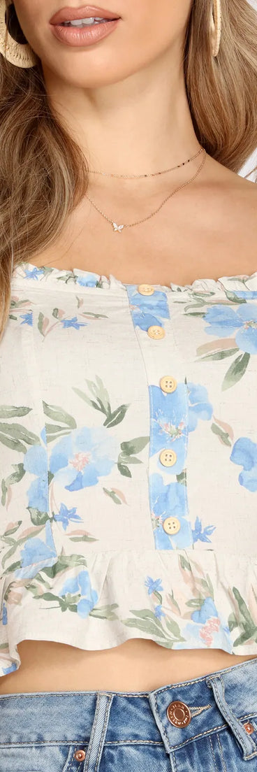 Feelin' The Floral Off The Shoulder Top