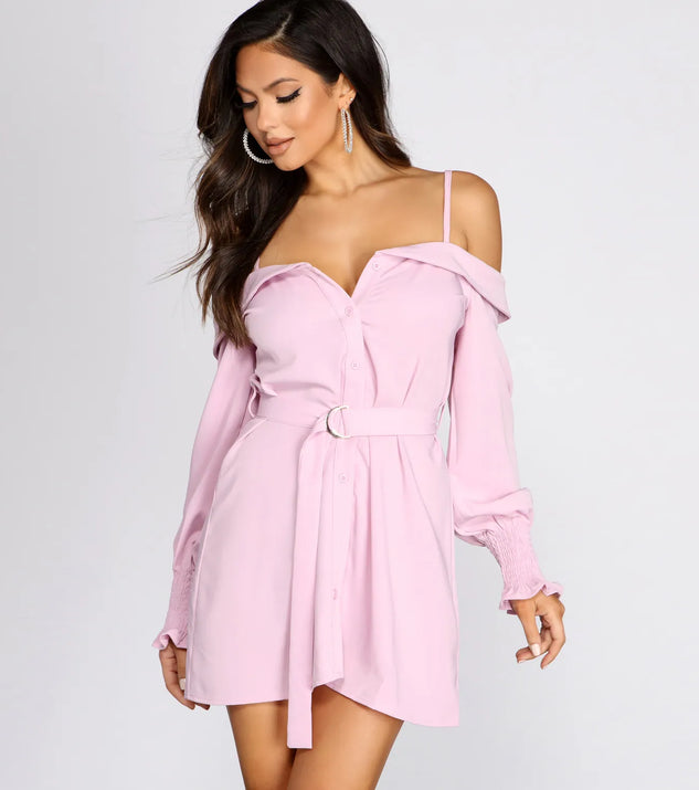 Light And Fresh Cold Shoulder Button Up Tunic