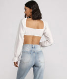 Crushing On You Long Puff Sleeve Crop Top