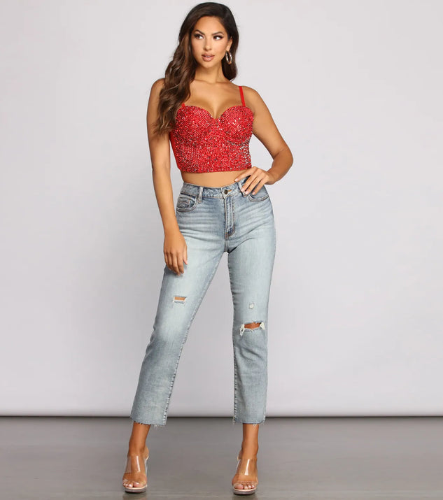 Daring Rhinestone Diva Cropped Bustier | Windsor