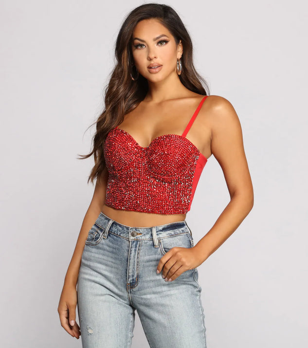 ★美品★【Ameri】LAYERED SPANGLE SHORT BUSTIER Ameri（アメリ）の「LAYERED SPANGLE SHORT BUSTIER（その他