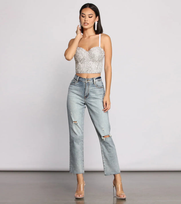 Daring Rhinestone Diva Cropped Bustier