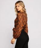Fall Floral Wrap Front Crop Top