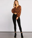 Fall Floral Wrap Front Crop Top