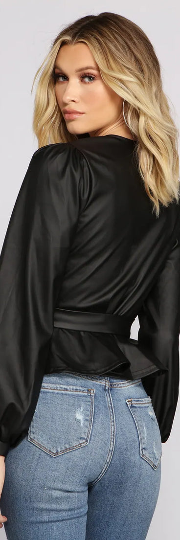 Bold and Belted Faux Leather Top