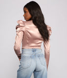Chic Satin Puff Shoulder Corset Top