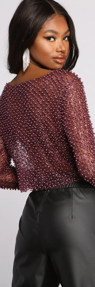 Feelin' Glamorous Glitter Mesh Crop Top