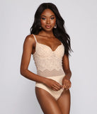 So Luxe Scalloped Lace and Pearl Mesh Bodysuit