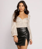 All that Glow Puff Sleeve Sequin Bodysuit