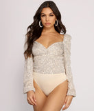 All that Glow Puff Sleeve Sequin Bodysuit