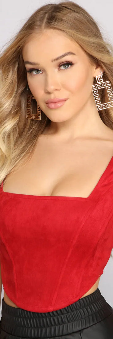 Trendy Babe Faux Suede Corset Top