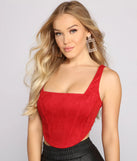 Trendy Babe Faux Suede Corset Top
