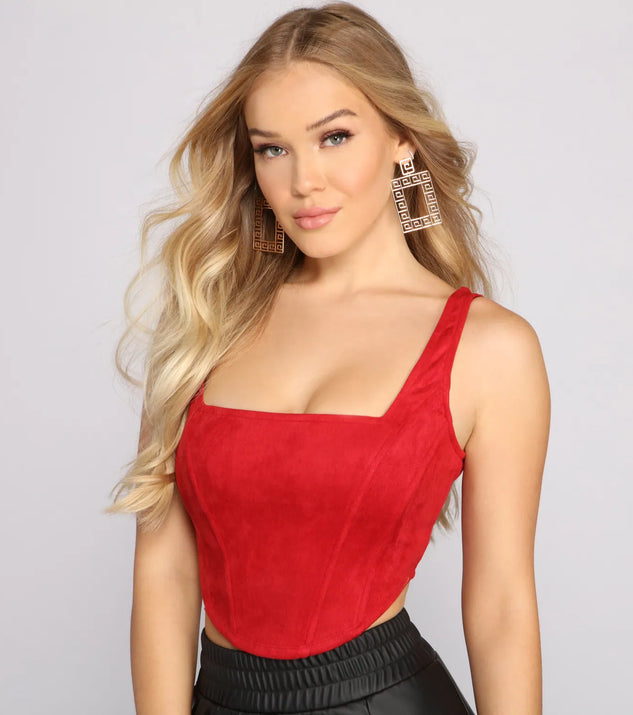Trendy Babe Faux Suede Corset Top
