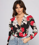 Floral Fusion Puff Sleeve Bodysuit