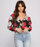 Floral Fusion Puff Sleeve Bodysuit
