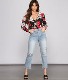 Floral Fusion Puff Sleeve Bodysuit
