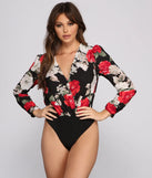 Floral Fusion Puff Sleeve Bodysuit