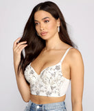 Glamorous Floral Sequin Cropped Bustier