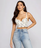 Glamorous Floral Sequin Cropped Bustier