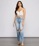 Glamorous Floral Sequin Cropped Bustier
