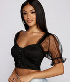 Sweet Impression Swiss Dot Crop Top
