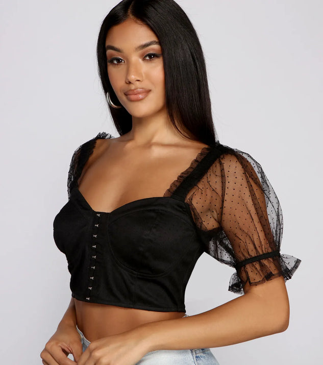 Sweet Impression Swiss Dot Crop Top