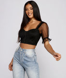 Sweet Impression Swiss Dot Crop Top