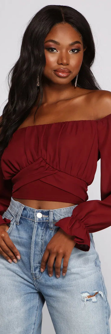 Tie Waist Off The Shoulder Crop Top