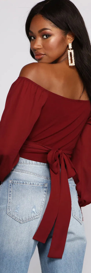 Tie Waist Off The Shoulder Crop Top
