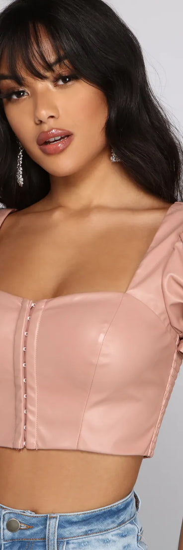 Edgy-Chic Cropped Faux Leather Top