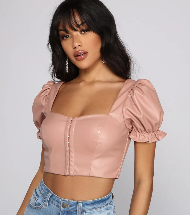 Edgy-Chic Cropped Faux Leather Top