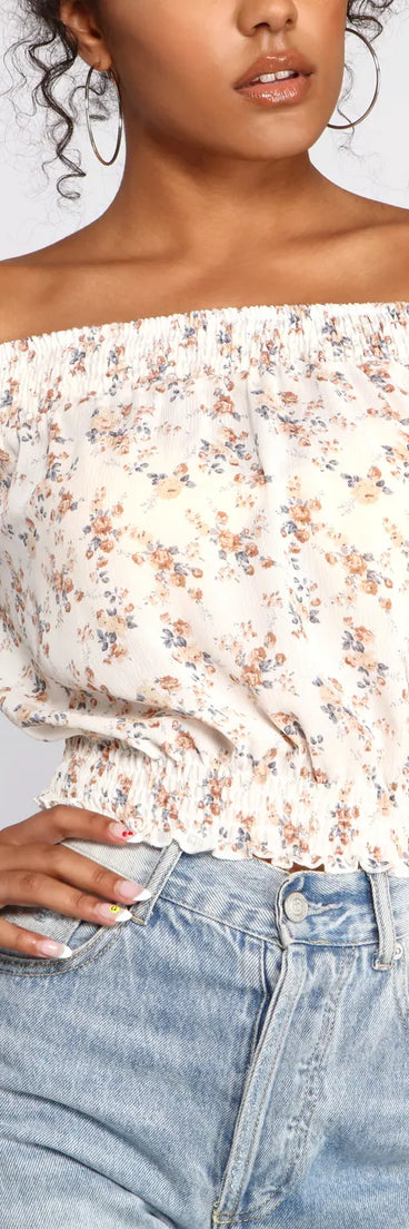 Floral Stunner Chiffon Smocked Top