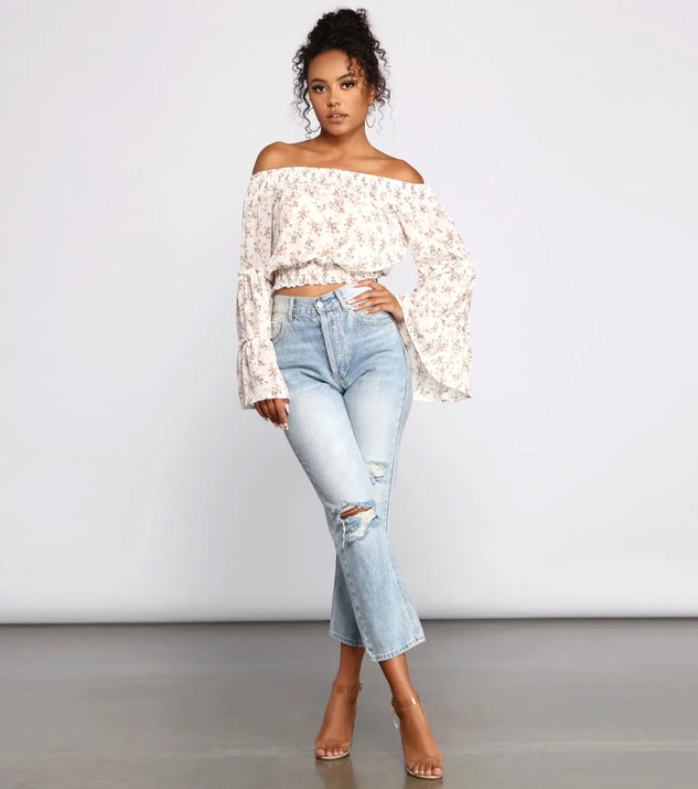 Floral Stunner Chiffon Smocked Top | Windsor