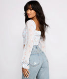 Floral Blossoms Chiffon Ruched Crop Top