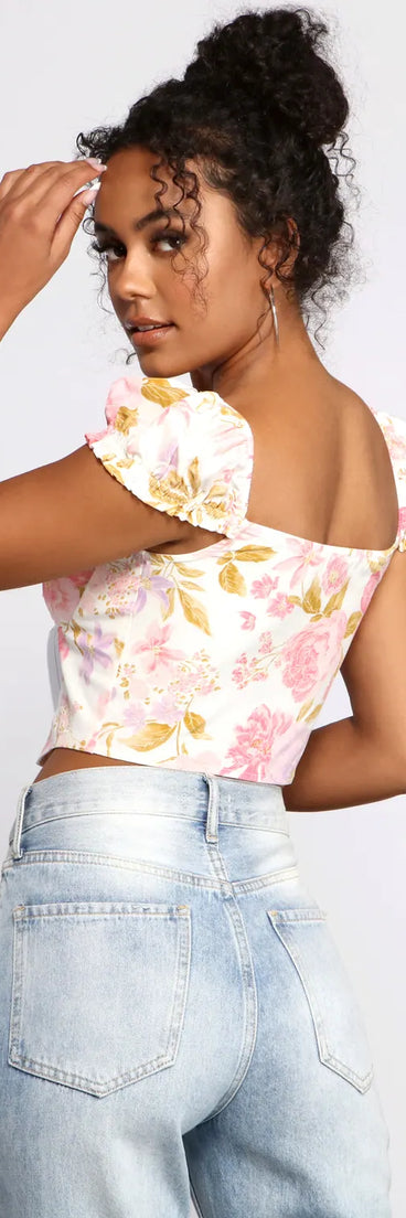 Sweet Floral Vibes Corset Crop Top