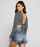 Bohemian Flair Tie-Back Crop Top
