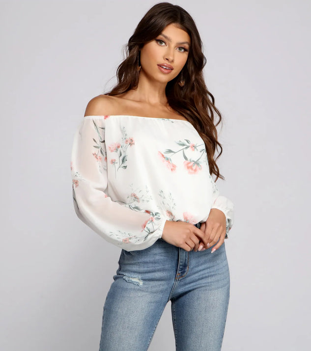 Off The Shoulder Floral Darling Blouse