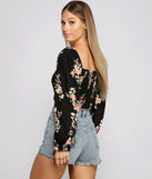 Floral Hour Lace-Up Crop Top