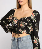 Floral Hour Lace-Up Crop Top