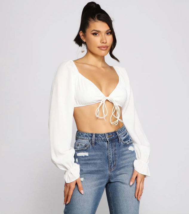 So Sprung Tie Front Crop Top