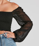 Trendy Swiss Dot Smocked Crop Top